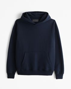 Men's Essential Premium Heavyweight Popover Hoodie | Men's Tops | Abercrombie.com Active Swimwear, Navy Blue Hoodie, Refined Fashion, Men's Tops, Abercrombie Kids, Women Essentials, Oversized Hoodie, Mens Essentials, Workout Hoodie