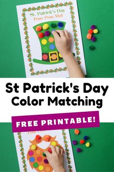 st patrick's day color matching activity for kids to print and play on the table