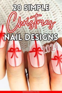 Simple Christmas Nail Designs, Simple Christmas Nail, Simple Christmas Nails, Christmas Nail Inspo, Christmas Gift Nails, Red Chrome Nails, Christmas Nail Art Easy, Festive Manicure, Candy Cane Nails