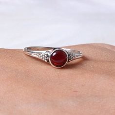 "Garnet Ring / 925 Sterling Silver Ring / Natural Gemstone Ring / Handmade Ring / Minimalist Jewelry / Boho Ring / Personalized Gift for Her  Gemstone Name - Garnet Stone Quality - AAA Ring Wight - 2.22 gm   Stone Shape - As shown in the picture Ring Size - All Ring Size Available You'll get the exact product as shown in the pictures We serve complete 925 sterling silver Jewelry and genuine properties of the stone. The products are dispatched from the small business from USA. Product Quality and Packaging - Our all products are 925 Silver Stamped which shows that the product is genuine and authentic .The products are dispatched from the small business from USA so you get the product on time and the product packaging comes in bubble foil wrap with all the precautions taken primarily that yo Simple Design Round Crystal Ring As Gift, Simple Design Crystal Ring As Gift, Simple Design Round Crystal Ring For Gift, Simple Design Crystal Ring Gift, Simple Design Round Crystal Ring Gift, Sterling Silver Gemstone Midi Rings, Sterling Silver Gemstone Midi Rings With Open Design, Sterling Silver Open Ring With Gemstone, Silver Round Midi Rings With Birthstone