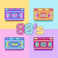 pixel art with different colors and shapes