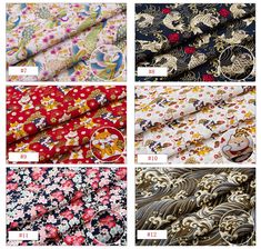 several different patterns and colors of fabric