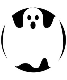 a black and white image of a ghost in the middle of a circle with two eyes