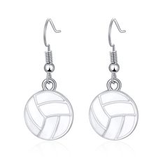 PRICES MAY VARY. 【SHOW VOLLEYBALL SPIRIT】:Volleyball earrings are a HUGE hit! These adorable volleyball dangle earrings are the perfect accessory to your fashionable outfit! They are sure to turn heads as you're cheering on your family in their best game, or your favorite team! 【MATERIAL】: All of the sport earrings are made of zinc alloy, tarnish resistant, Nickel-free, Lead-free, Cadmium-free. It won't turn yor ears green and suitable for wearing all-day long. 【SIZE】: The 0.6" diameter half sph Sport Earrings, Volleyball Earrings, Basketball Earrings, Volleyball Accessories, Sphere Earrings, Nice Accessories, Baseball Earrings, Football Earrings, Team Design