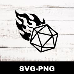 the svg - png logo is shown in black and white, with flames coming out of it