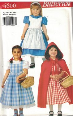 children's dresses and capes sewing pattern from butterick, size 4 - 6