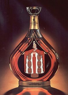 an advertisement for a perfume bottle with the image of a woman in a red dress