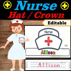 nurse hat / crown editable worksheet for kids