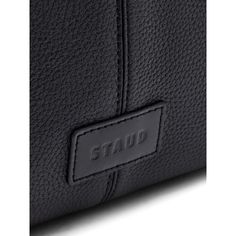 jet black calf leather grained texture panelled design silver-tone hardware appliqué logo two long top handles cut-out top handles open top main compartment removable pouch suede lining Modern Staud Bags For Formal Occasions, Modern Staud Bag For Formal Occasions, Luxury Staud Bags For Formal Occasions, Staud Modern Formal Bag, Modern Staud Formal Bags, Modern Staud Formal Bag, Staud Luxury Leather Shoulder Bag, Black Leather Briefcase With Silver-tone Hardware, Modern Staud Rectangular Bag