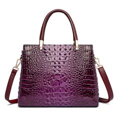 Luxury Premium Crocodile Pattern Tote Bag -purple Everyday Use Crocodile Pattern Top Handle Shoulder Bag, Trendy Crocodile Pattern Bag For Everyday Use, Trendy Bags With Crocodile Pattern For Everyday Use, Everyday Crocodile Pattern Shoulder Bag With Top Handle, Everyday Use Top Handle Shoulder Bag With Crocodile Pattern, Top Handle Shoulder Bag With Crocodile Pattern, Handheld Bag With Crocodile Pattern For Daily Use, Trendy Crocodile Pattern Tote Shoulder Bag, Everyday Crocodile Pattern Top Handle Bag