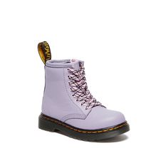 Dr. Martens-1460 Boot - Kids' Your little lady will look like a rockstar in the 1460 combat boots from Dr. Martens. This leather pair features an easy zip-up design and is complete with an Air Cushion rubber sole for slip-free steps. Not sure which size to order? Click here to check out our Kids’ Measuring Guide! For more helpful tips and sizing FAQs, click here . Casual Purple Boots For Streetwear, Casual Purple Boots For Spring, Cozy Slippers Boots, Like A Rockstar, Shoe Size Chart Kids, Bridal Wedding Shoes, Koolaburra By Ugg, Slouched Boots, Trending Sneakers