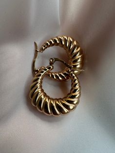 Stunning Croissant Rose Gold Hoop Earrings. Perfect Piece of Jewelry for Her. Light Weight for Everyday Fashion. Chunky Small Hoop Earrings As Gift, Gold Hoop Earrings Aesthetic, Aesthetic Gold Earrings, Croissant Earrings, Chunky Gold Earrings, Hoop Earrings Aesthetic, Tous Jewelry, Ear Pieces, Rose Gold Hoop Earrings