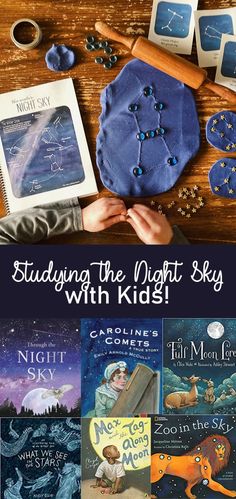 children's books with the title studying the night sky with kids activities and games