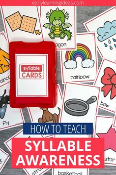 an image of how to teach sylabe awareness with pictures and words in the background