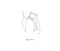 a black and white drawing of a cat with it's paw in the air