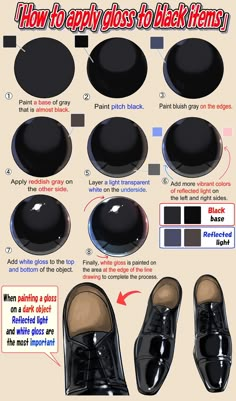 how to apply glosses to black shoes info sheet with instructions on how to apply glosses