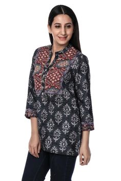 /collections/kurtis Traditional Printed Black Tops, Traditional Black Printed Top, Long Sleeve Tunic For Eid, Black Long Sleeve Kurta With Block Print, Black Cotton Tops For Eid, Festive Black Kurta With Printed Motifs, Black Block Print Cotton Tops, Black Long Sleeve Kurta With Printed Motifs, Casual Black Festive Kurta