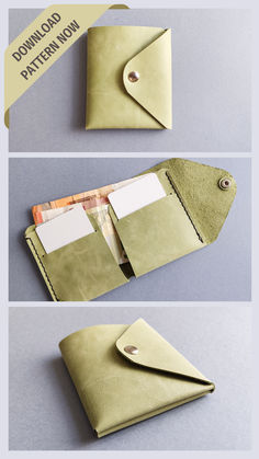 three photos showing different ways to fold an envelope with the same amount as it is folded