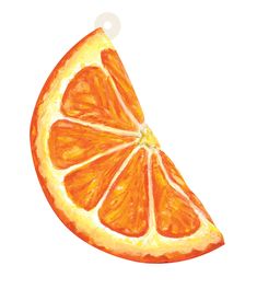 an orange cut in half on a white background