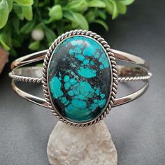 Handmade Turquoise Oval Cuff Bracelet, Turquoise Bangle Cuff Bracelet With Natural Stones, Turquoise Natural Stone Cuff Bangle, Oval Turquoise Cuff Bracelet As Gift, Hippie Bracelets, Southwestern Design, Hand Wrist, Turquoise Bracelet Cuff, Royston Turquoise