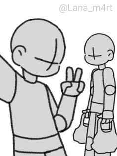 an image of a cartoon character giving the peace sign with his hand and another person standing next to him