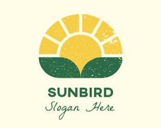 the sunbird logo with green leaves and yellow sky in the background, on a white background