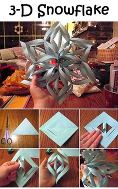 some paper snowflakes are being made with scissors