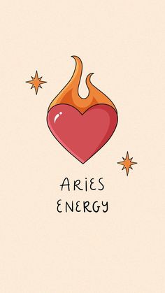 an orange and red heart with the words aris energy on it's side