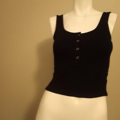 Name Brand: Better Be Size: Large Color: Black This Is A Black Tank Top, It's New And Stretches. Black Cotton Tank Top For Day Out, Fitted Black Tank Top For Day Out, Black Retro Sleeveless Tank Top, Purple Tube Top, Black Tank Top With Built-in Bra And High Stretch, Compressive Black Racerback Tank Top, Black Sleeveless Emo Tank Top, Denim Tube Top, Black Compressive Breathable Tank Top