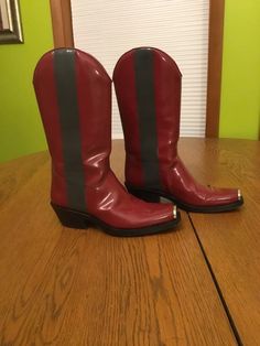 Calvin Klein 205W39NYC × Raf Simons Red Leather Gray Stripe Western Cowboy Boots | eBay Calvin Klein 205w39nyc, Cuban Heels, Raf Simons, Western Cowboy Boots, Side Stripe, Western Cowboy, Grey Stripes, Boot Shoes Women, Red Leather