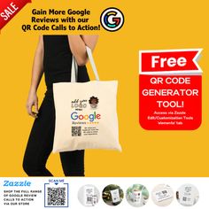 GOOGLE REVIEWS FOR ACCESSORIES BRAND SALON FASHION TOTE BAG | Zazzle Free Qr Code Generator, Free Qr Code, Action Cards, Fashion Tote Bag, Google Reviews, Accessories Brand, Salon Style, Accessories Branding, Qr Code