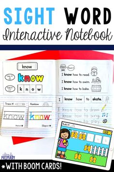 sight word interactive notebook with boom cards for kids to practice sight words in the classroom