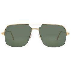 Cartier Sunglasses. Series number: CT0230S. Color code: 002. Shape: Navigator. Lens Width: 59 mm. Lens Bridge: 15 mm. Arm Length: 140 mm. 100% UV protection. Non-Polarized. Frame Material: Metal. Frame Color: Gold. Lenses Type: Green. Rim Style: Full-Rim. UPC/EAN code: 843023144999. Cartier Green Navigator Men's Sunglasses CT0230S 002 59. Manufacturer's Packaging Included. Packaging Size And Color May Vary. Gender: male.  Age Group: adult. Cartier Sunglasses, Designer Sunglasses, Uv Protection, Cloth Bags, Cartier, Sunglasses Accessories, Color Coding, Mens Sunglasses, Lenses