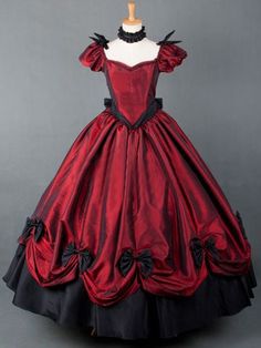 Red Short Sleeves Pleated Victorian Dress Costume Victorian Dress Costume, Gothic Victorian Dresses, Red Princess, Belle Costume, Vintage Prom, Medieval Dress