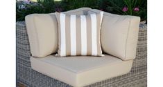 Outdoor throw pillow beige and white striped How Do You Clean, Sunbrella Cushions, Outdoor Cover, Outdoor Throw Pillow, Teak Furniture, Drying Towels, Sunbrella Fabric, Outdoor Pillow, Outdoor Sectional