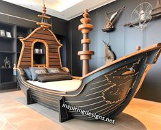 a bed made to look like a pirate ship