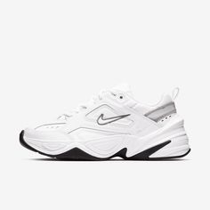 The Nike M2K Tekno Shoe draws inspiration from the Monarch franchise and pushes it into today with a futuristic heel counter and plush tongue for additional comfort. Nike M2k, Trendy Shoes Sneakers, White Nike Shoes, Mode Zara, Pretty Shoes Sneakers, White Shoes Sneakers, Nike Tennis Shoes, The Monarch, Cute Nike Shoes