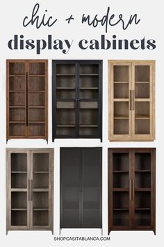 the different types of display cabinets with text overlay