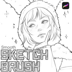 a drawing of a girl with the words sketch brush