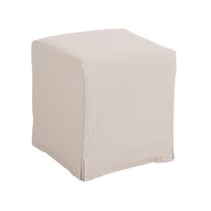 a white cube ottoman cover on a white background