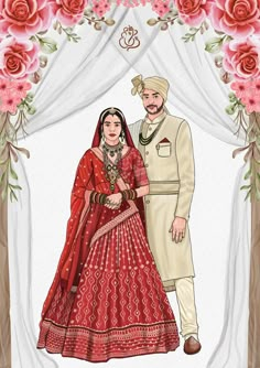 Wedding Invite for the prettiest bride-groom with all the details and animated invite. Caricature Wedding Invitations Templates, Wedding Caricature Indian, Bride Animation, Indian Bride And Groom Illustration, Bride Caricature, Bride Groom Illustration, Wedding Illustration Couple, Wedding Invitation Caricature, Bride And Groom Illustration