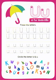 the letter u is for umbrella trace the letters