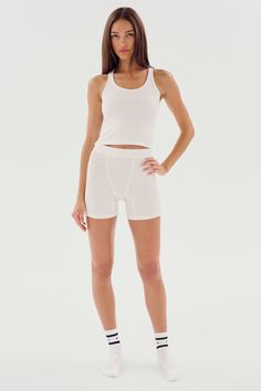 A cropped version of our fabulous Ashby tank. Super soft baby rib fabric hugs your body and layers effortlessly. BEST FOR: running, yoga, CrossFit, barre, Pilates, spin class, cycling and gym workouts. Light Workouts, Barre Pilates, Running Yoga, Spin Class, Ribbed Shorts, Rib Fabric, Relaxing At Home, Soft Baby, Hug You