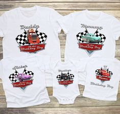 Disneyworld Cars Birthday Shirts, Custom Cars Theme Birthday Party Shirts, Cars Personalized Birthday shirt, Lightning Mc queen Disneyland The shirt will help you land a more structured look. It sits nicely, maintains sharp lines around the edges, and goes perfectly with layered streetwear outfits. Plus, it's extra trendy now! Product details: - Material: Gildan Cotton (fiber content may vary with different colors) - Style: unisex shirt suitable for both men and women - Shirt size: runs from S t Cars Shirts For Birthday, Lightning Mcqueen Birthday Shirt, Cars Theme Party, Cars Birthday Shirt, Disney Family Outfits, Tshirt Making, Pixar Cars Birthday, Mcqueen Birthday, Birthday Party Shirts