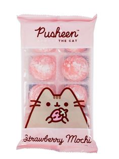 a package of strawberry mochis with hello kitty on the front and pink frosting