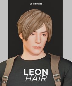 a man wearing a t - shirt with the words leon hair on it's chest