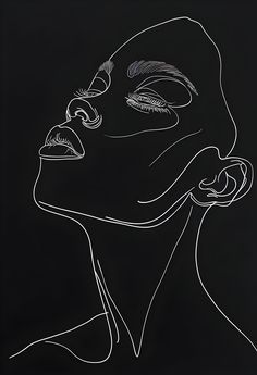 a black and white drawing of a woman's face