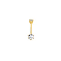 Piercing jewelry has become the most effective way to express personality. Our 14K solid yellow gold belly button ring has 6 prongs double set round with a cubic zirconia gems. Yellow gold belly button rings with cubic zirconias details are a great choice. If you want a stylish belly ring that is going to work with everything you wear, this very pretty belly button ring made with solid 14K gold and a clear gems is the way to go. Stamped with 14KT gold on the barbell. Precious Metal: 14K Solid Ye Gold Belly Button Ring, Gold Belly Button Rings, Dad Jewelry, Mini Necklace, Button Rings, Belly Button Ring, Button Ring, Gold Diamond Jewelry, Belly Ring