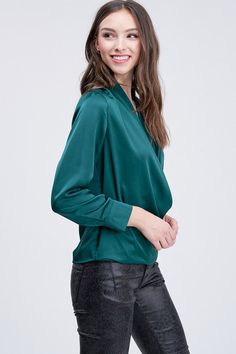 Venti 6, Italian Long sleeve draped crossover blouse – Southern Exposure Style Blouse Elegant, Green Long Sleeve, Green Blouse, Snake Print, Crossover, Sleeve Blouse, Long Sleeve Blouse, Dress Up, Long Sleeve