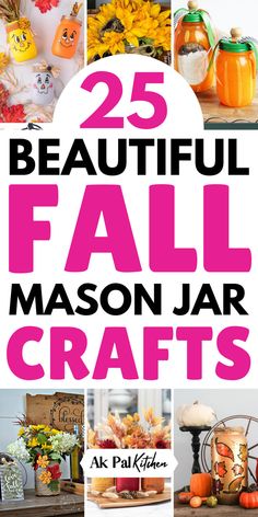 Fall mason jar crafts are perfect for DIY fall decorations. Explore autumn mason jar crafts and rustic mason jar decorations to create cozy fall home decorations. Try DIY autumn decorations with mason jar candle holders and mason jar leaf lanterns. Harvest-themed mason jars make beautiful fall centerpieces and gifts. Create fall mason jar luminaries and pumpkin spice crafts. These mason jar vase ideas and fall-themed jar gifts are easy to make and perfect for any fall home decor. Mason Jar Craft Ideas, Jar Craft Ideas, Fall Mason Jar Centerpieces, Mason Jar Craft, Jar Decorations, Mason Jar Luminaries